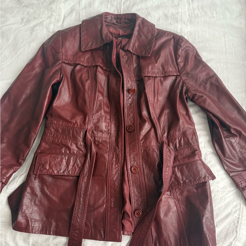 Red leather jacket size 6